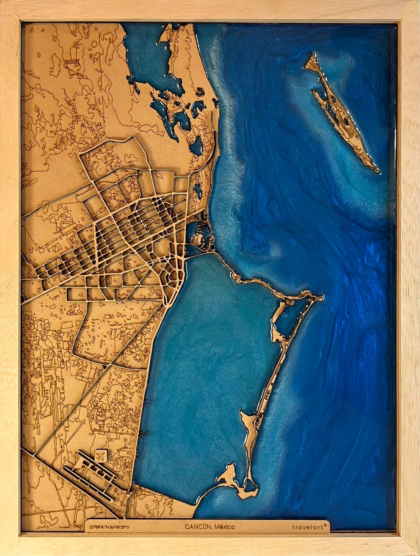 Mapa de Cancún | 30x40cm