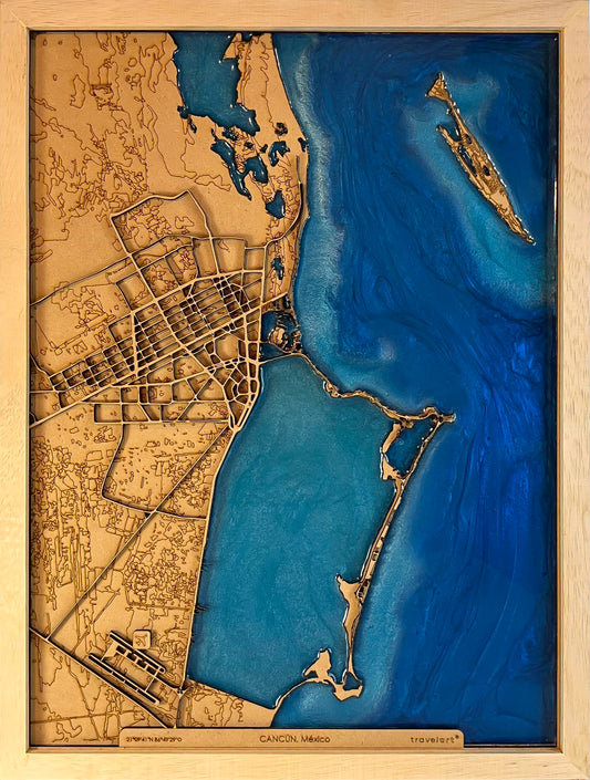 Mapa de Cancún | 30x40cm